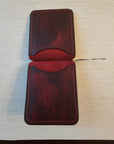 Handcrafted Leather Money Clip-Volcano Red-Premium Full-grain Leather-Tad Leathers