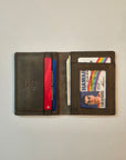 Army Green Military Card Holder - Tactical Style Leather Wallet with ID