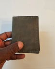 Army Green Military Card Holder - Tactical Style Leather Wallet with ID