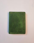 Vibrant Green Leather Card Wallet - Bold Handcrafted ID Holder Design