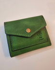 handmade green leather snap wallet
