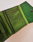 green leather women wallet