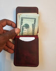Handcrafted Leather Money Clip-Volcano Red-Premium Full-grain Leather-Tad Leathers