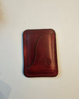 Full-Grain Leather Card Holder- Slim Minimalist Wallet (Red)
