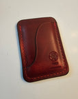 Full-Grain Leather Card Holder- Slim Minimalist Wallet (Red)