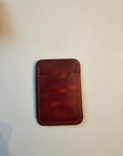 Full-Grain Leather Card Holder- Slim Minimalist Wallet (Red)
