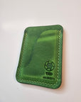 Full-Grain Leather Card Holder- Slim Minimalist Wallet (Green)