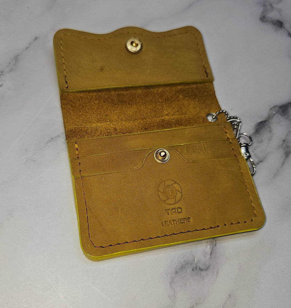 Yellow Leather Snap Wallet - Compact and Stylish - Tad LeathersBest leather walletExotic leatherLeather walletTad Leathers
