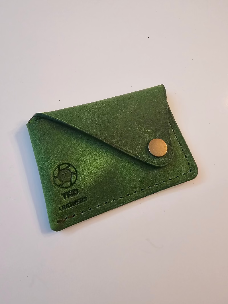 Green Leather Snap Cardholder - Tad Leathers