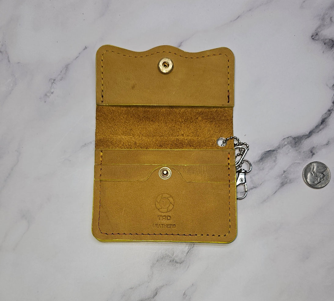 Yellow Leather Snap Wallet - Compact and Stylish - Tad LeathersBest leather walletExotic leatherLeather walletTad Leathers