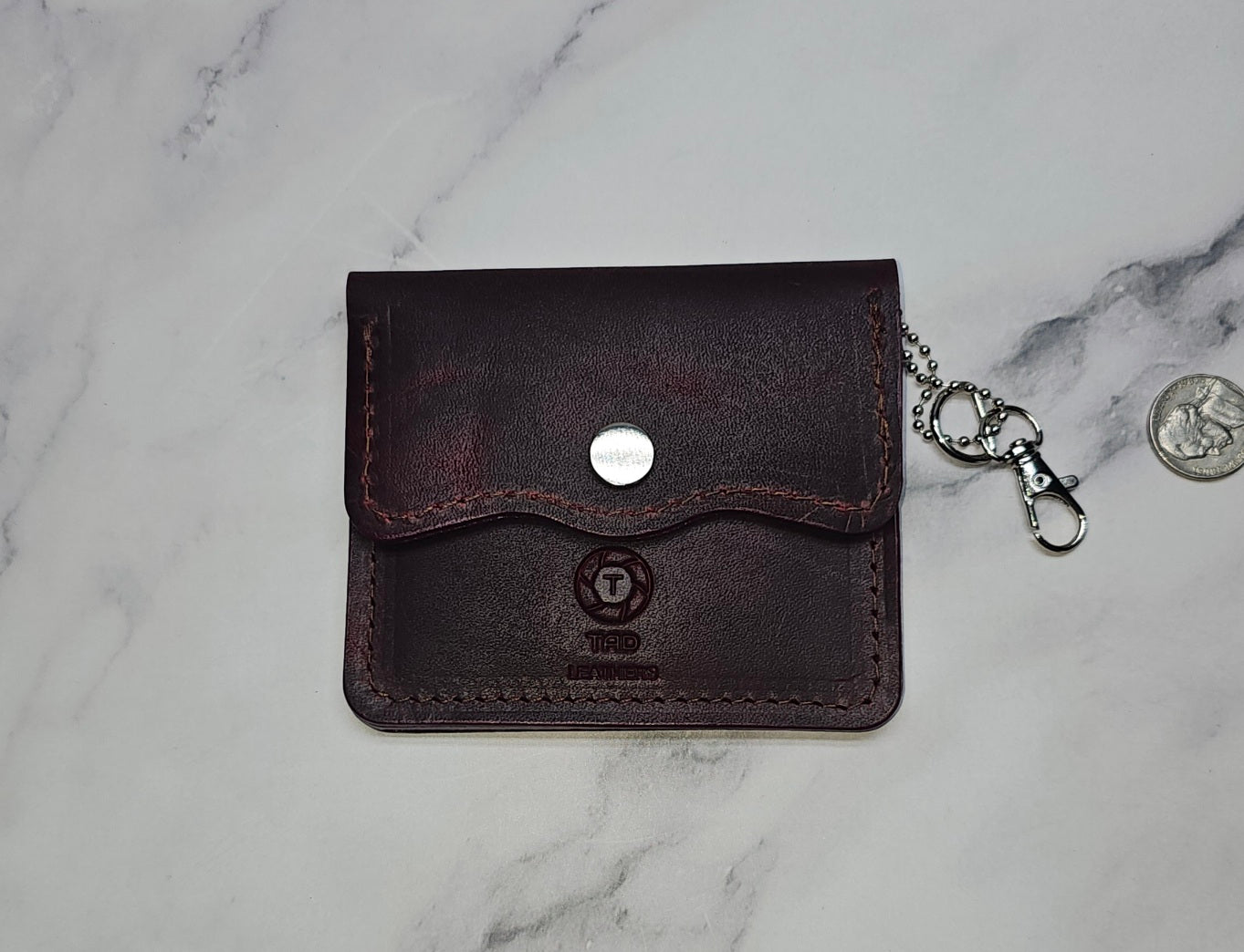 Leather Snap wallet handmade Volcano Red