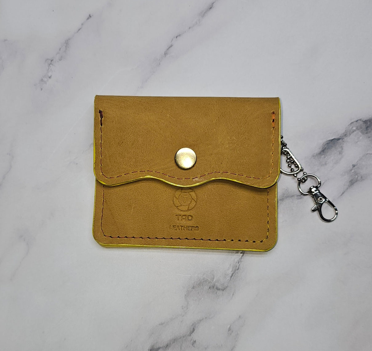 Yellow Leather Snap Wallet - Compact and Stylish - Tad LeathersBest leather walletExotic leatherLeather walletTad Leathers