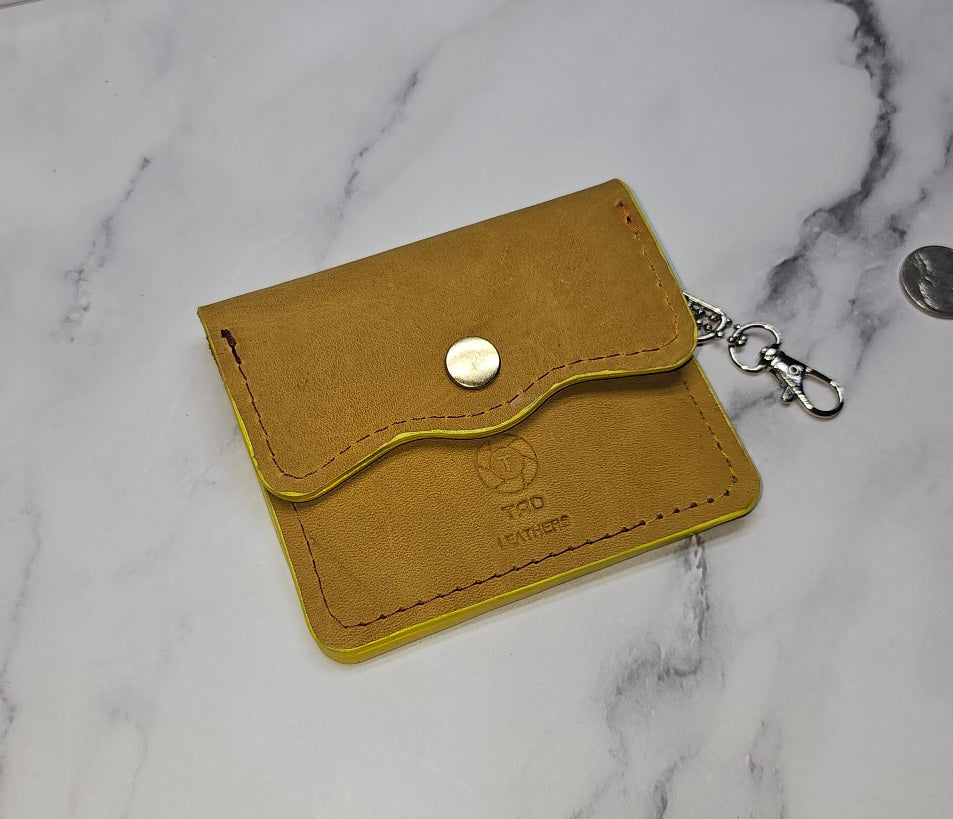 Yellow Leather Snap Wallet - Compact and Stylish - Tad LeathersBest leather walletExotic leatherLeather walletTad Leathers