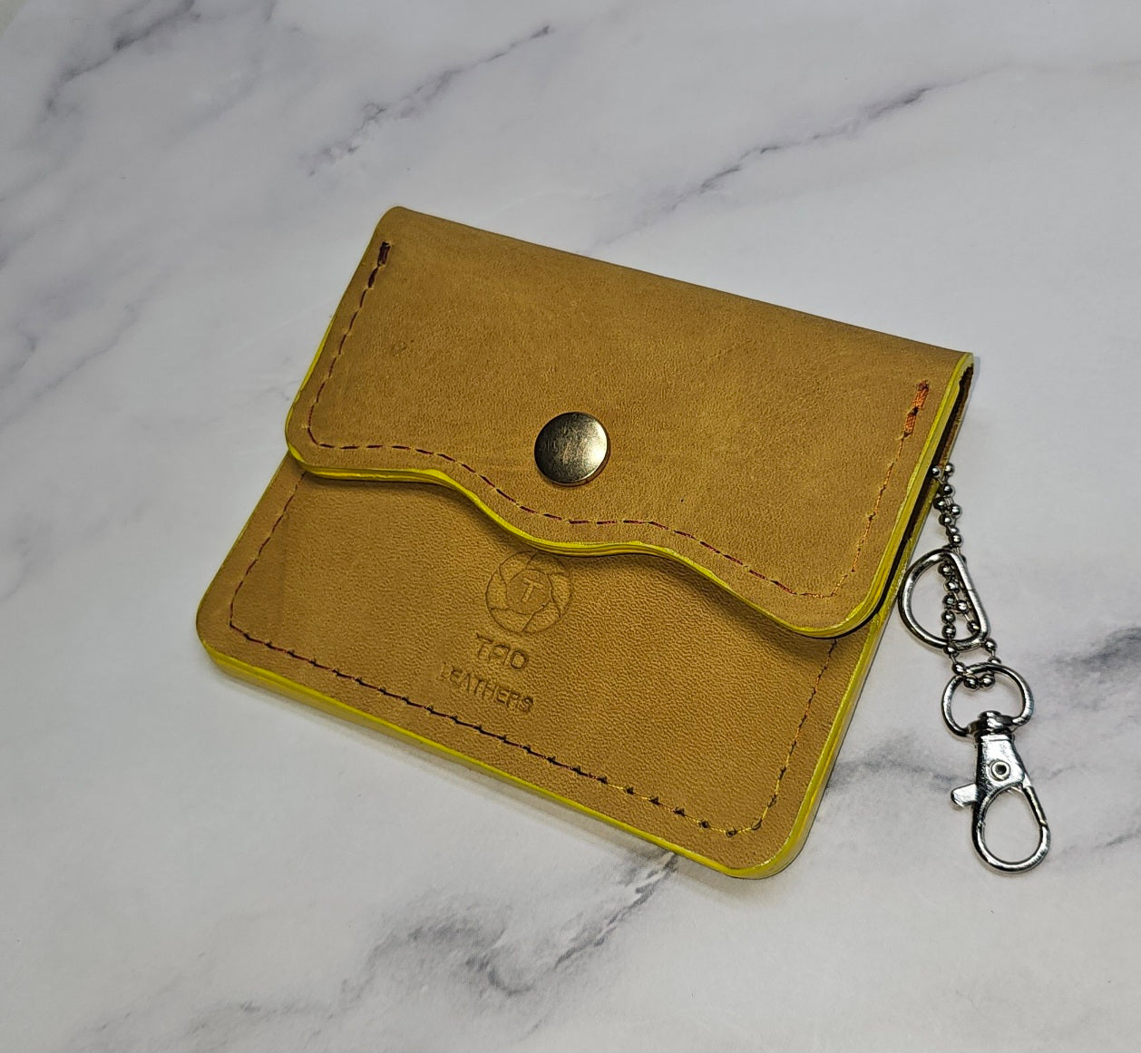 Yellow Leather Snap Wallet - Compact and Stylish - Tad LeathersBest leather walletExotic leatherLeather walletTad Leathers