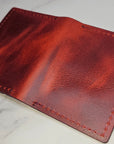 Leather wallet made with premium full-grain red leather