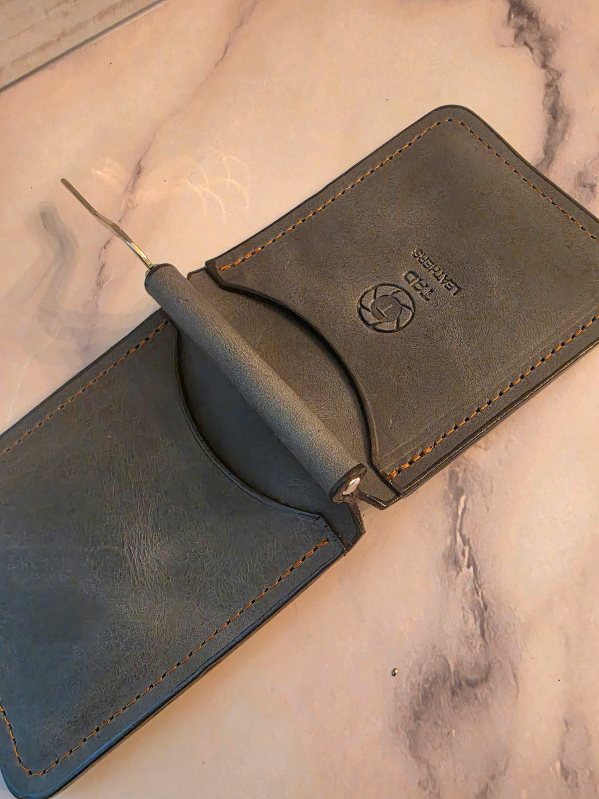 Moss Charcoal Leather Money Clip Wallet