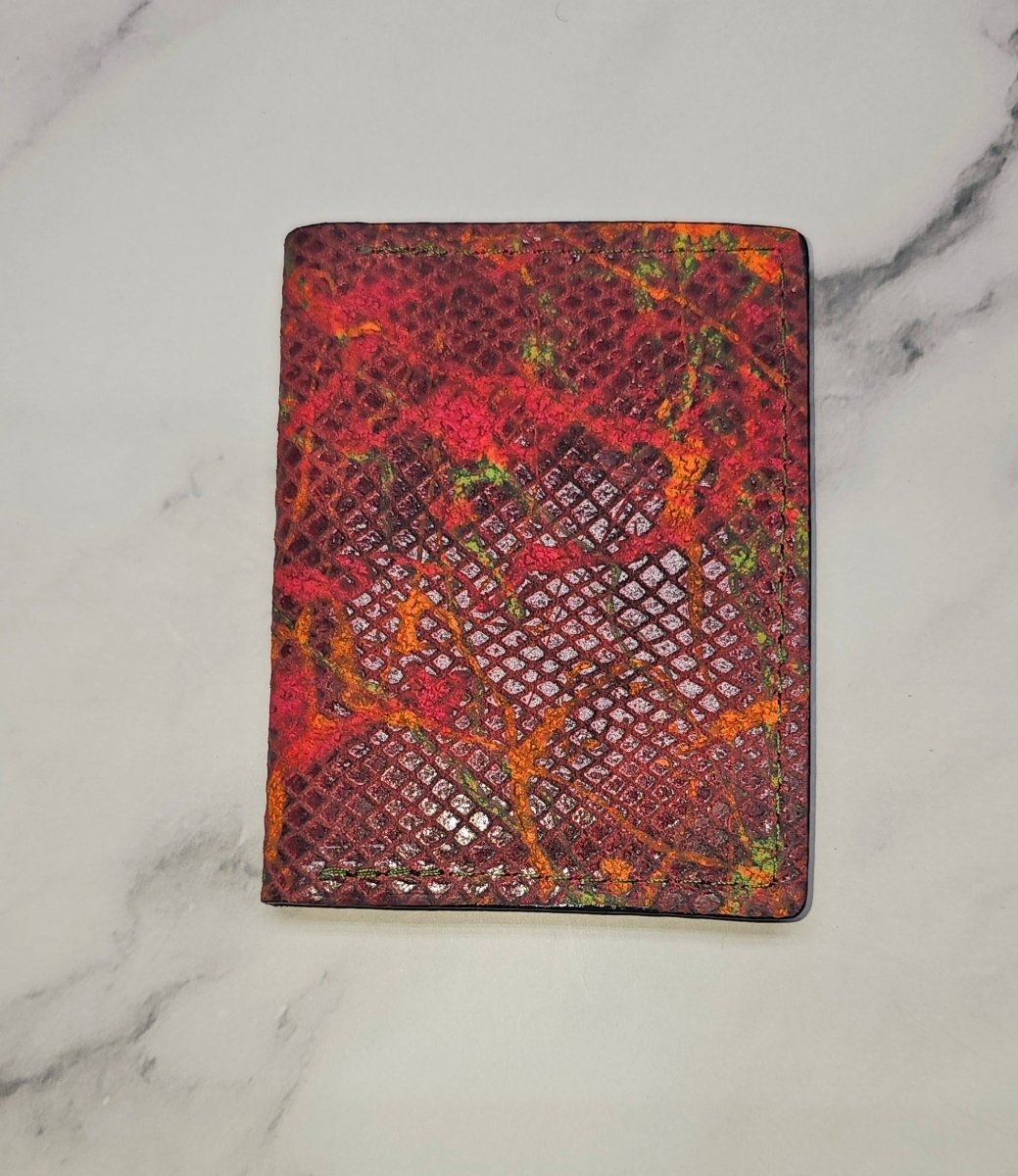 Lava Python Premium Card Wallet - Exotic Leather Slim Design with ID Sleeve - Tad Leathers