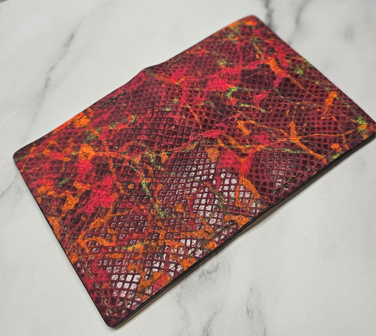 Lava Python Premium Card Wallet - Exotic Leather Slim Design with ID Sleeve - Tad Leathers