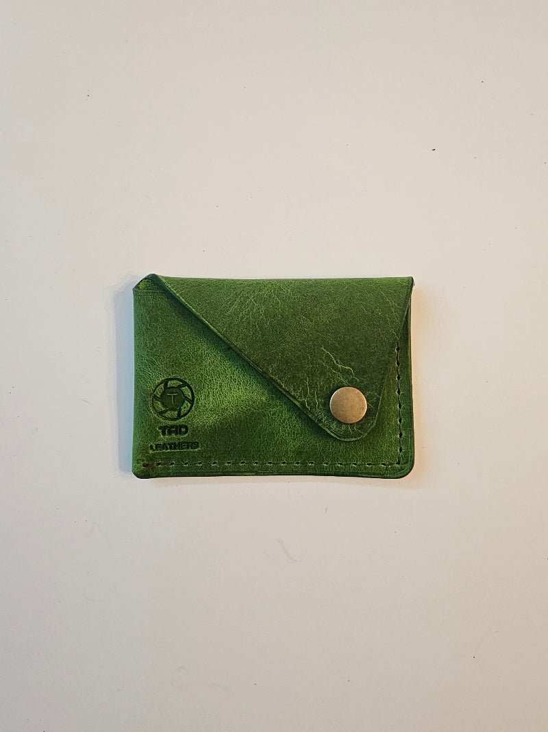 Green Leather Snap Cardholder - Tad Leathers
