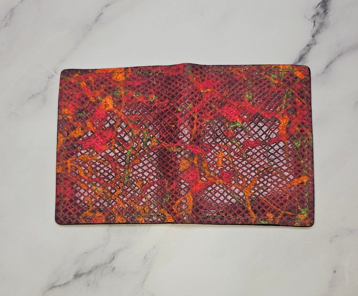 Lava Python Premium Card Wallet - Exotic Leather Slim Design with ID Sleeve - Tad Leathers