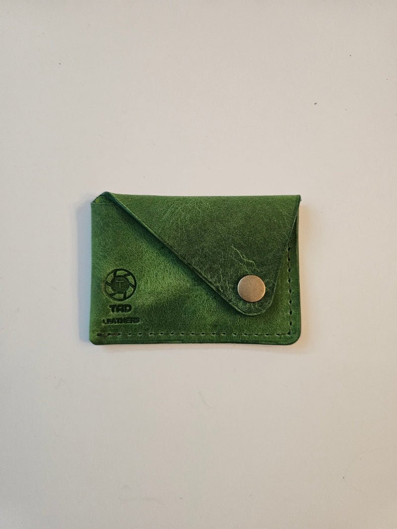 Green Leather Snap Cardholder - Tad Leathers