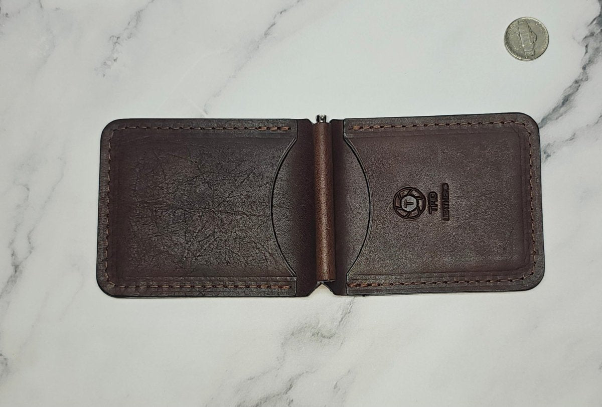 Handcrafted Leather Money Clips - Volcano Brown - Premium Full - grain Leather - Tad Leathers - Tad Leathers