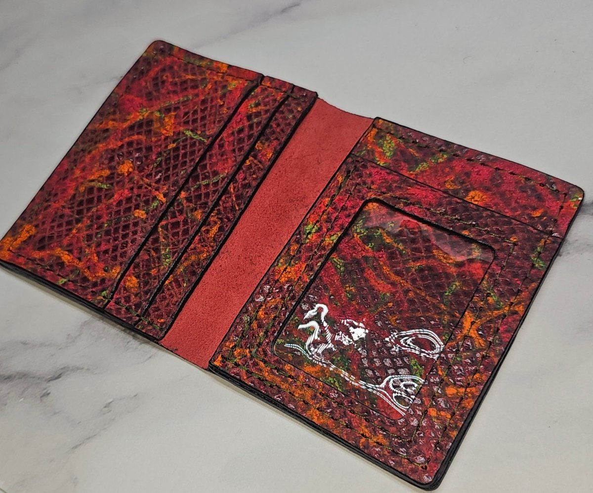 Lava Python Premium Card Wallet - Exotic Leather Slim Design with ID Sleeve - Tad Leathers