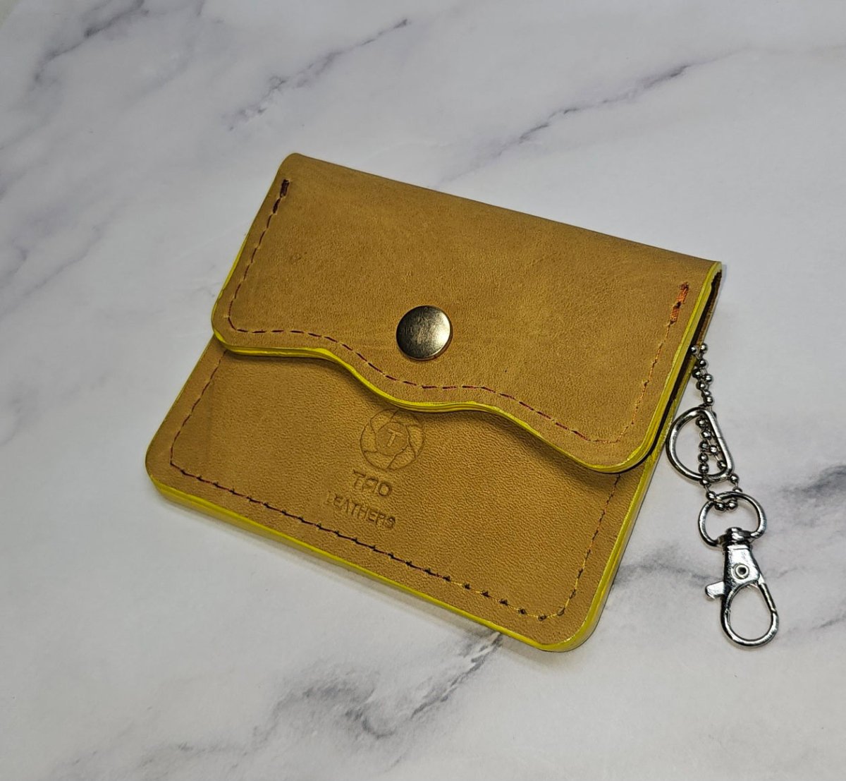 Yellow Leather Snap Wallet - Compact and Stylish - Tad LeathersBest leather walletExotic leatherLeather walletTad Leathers