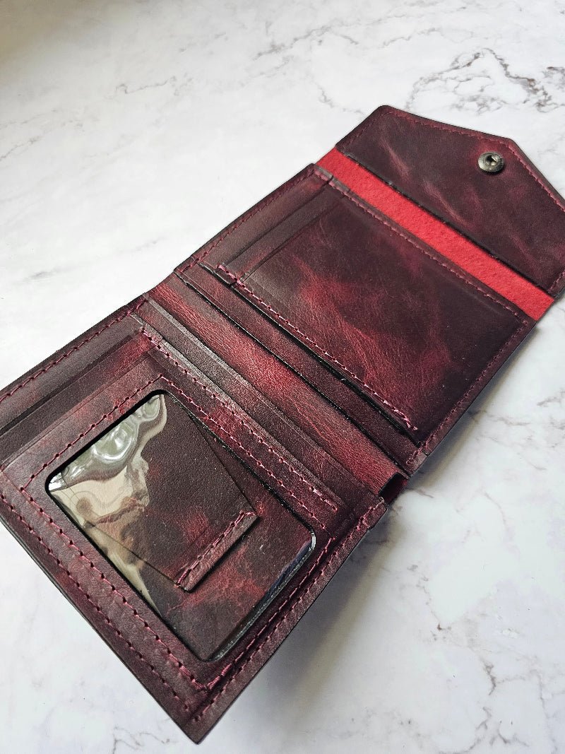 Handmand Leather Snap Wallet (red) - Tad Leathers