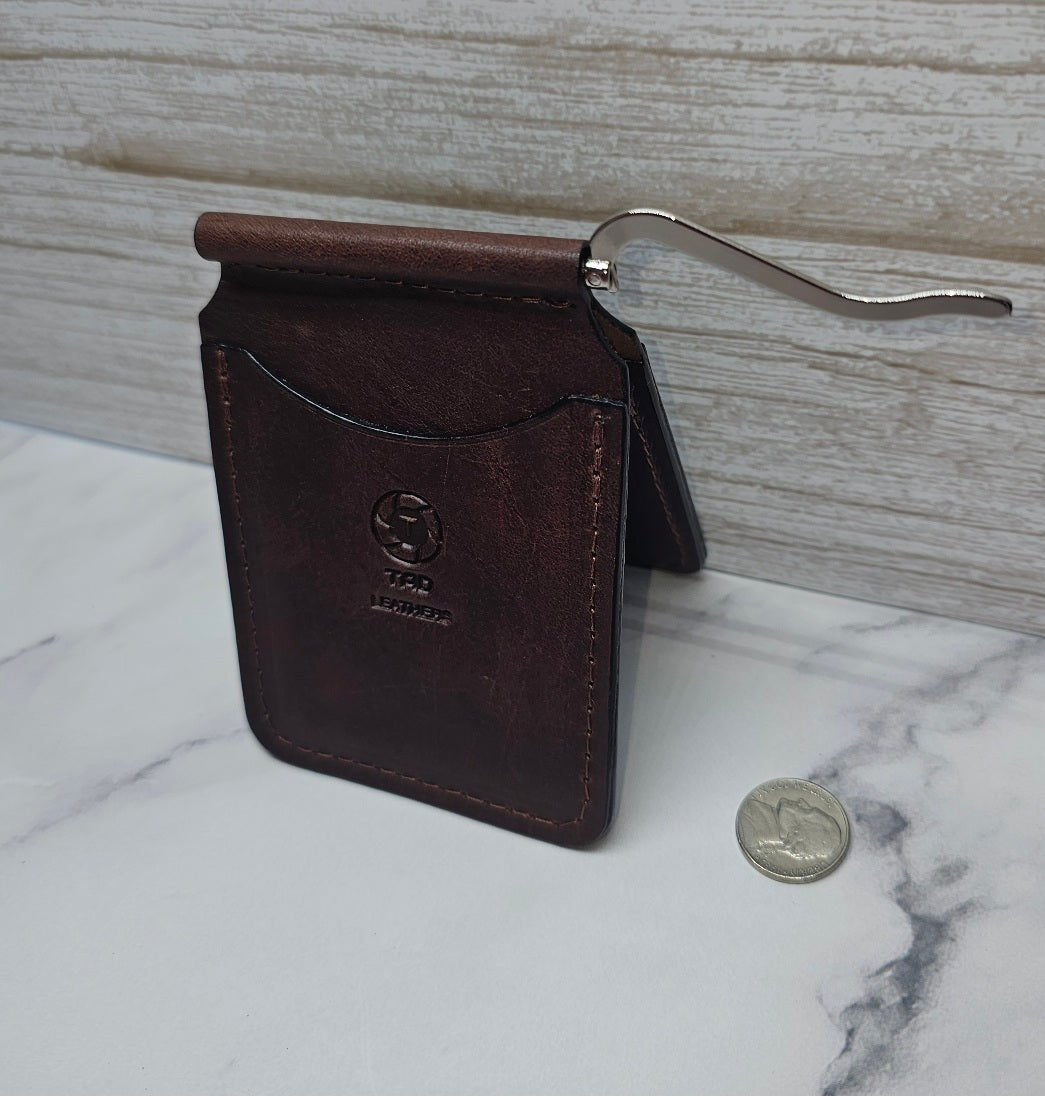 Handcrafted Leather Money Clips - Volcano Brown - Premium Full - grain Leather - Tad Leathers - Tad Leathers