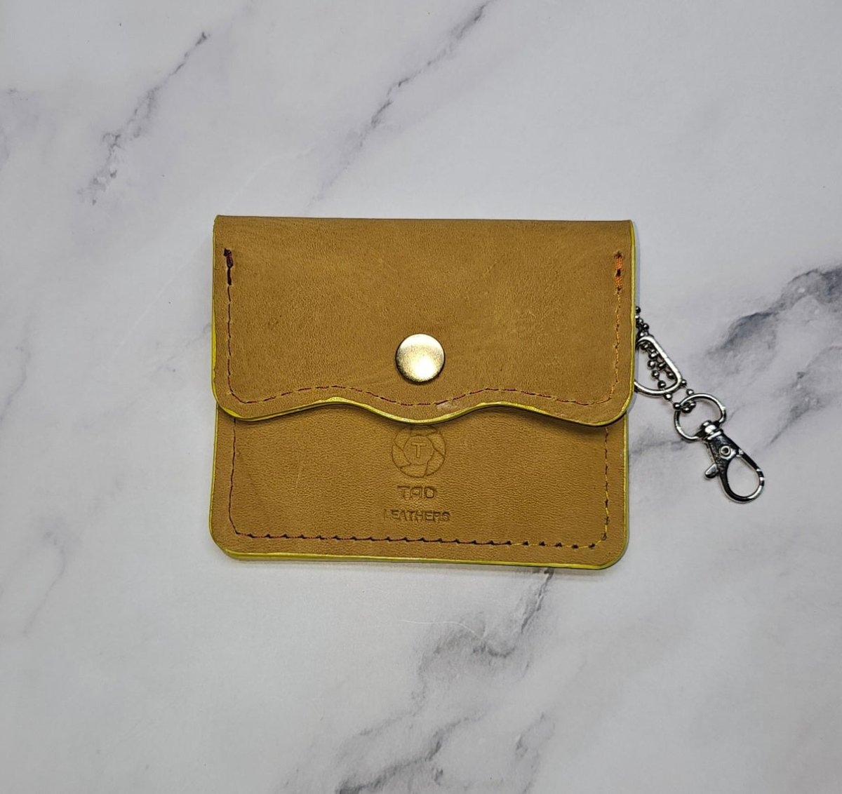 Yellow Leather Snap Wallet - Compact and Stylish - Tad LeathersBest leather walletExotic leatherLeather walletTad Leathers