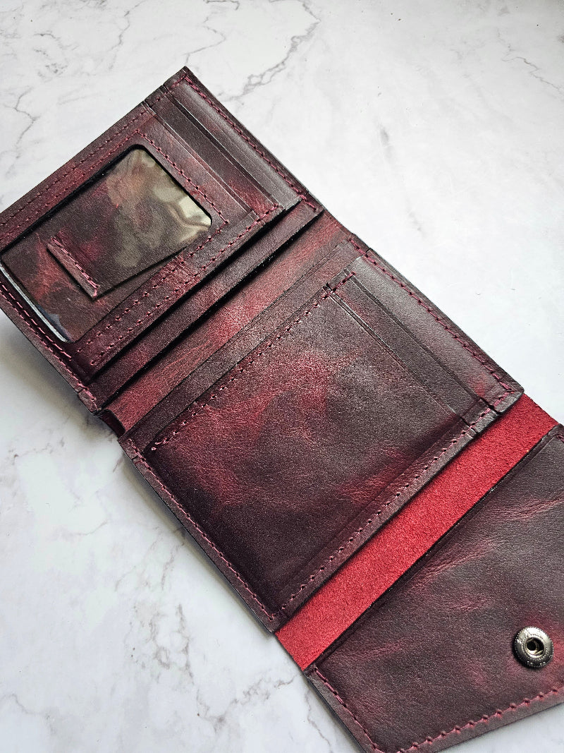 handcrafted trifold leather wallet
