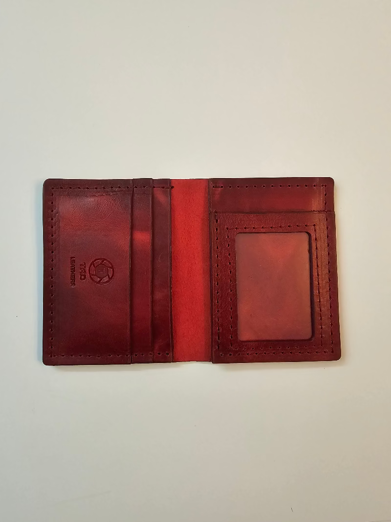 Leather ID Wallet (Red) - Tad Leathers