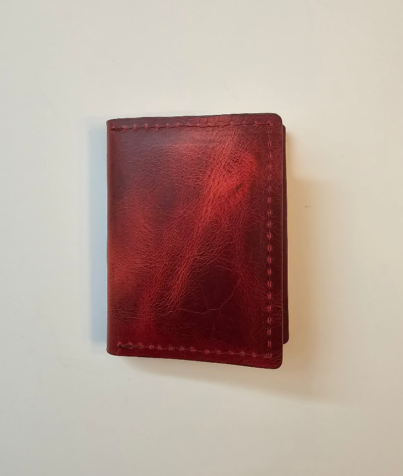 Leather ID Wallet (Red) - Tad Leathers