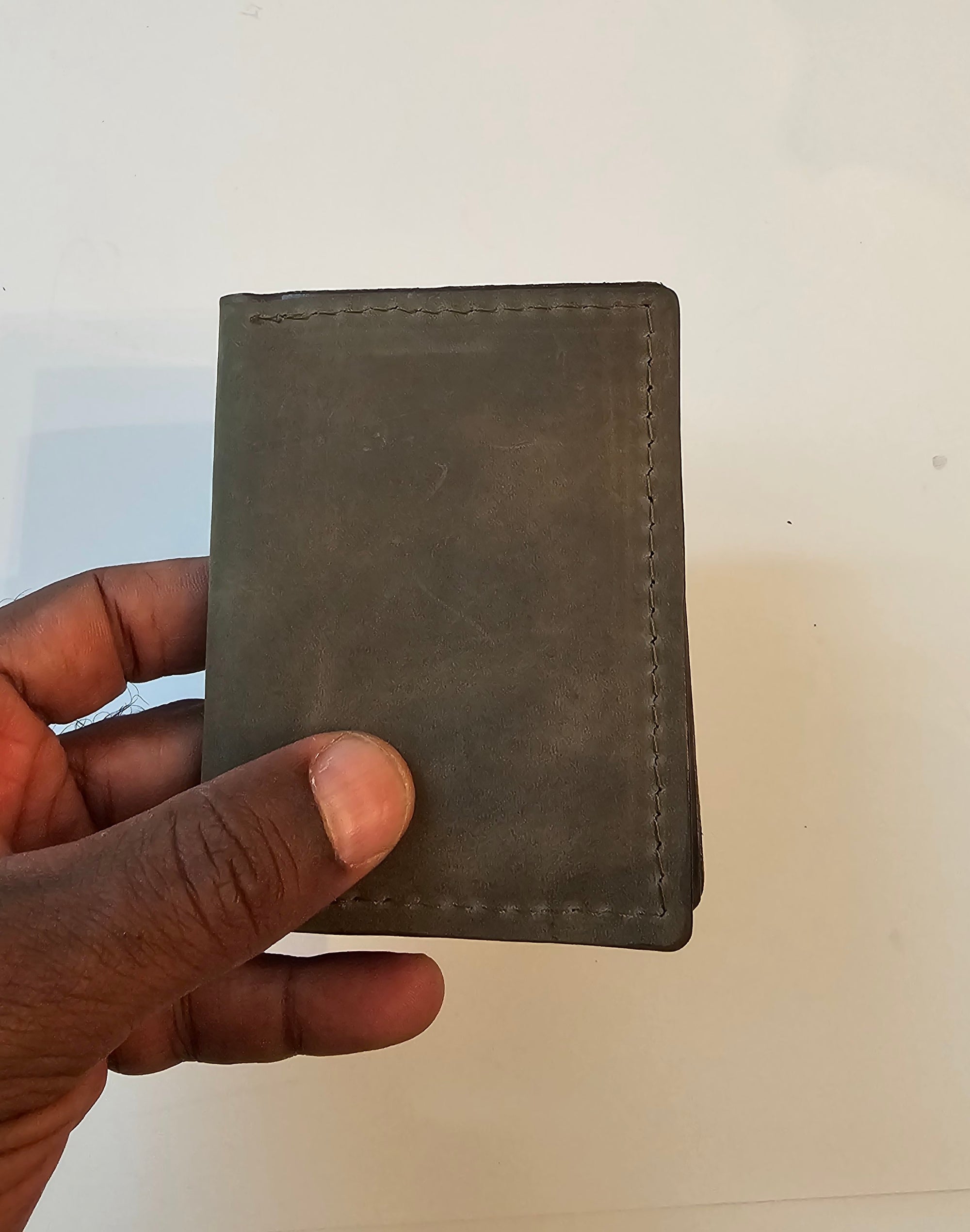 Army Green Military Card Holder - Tactical Style Leather Wallet with ID