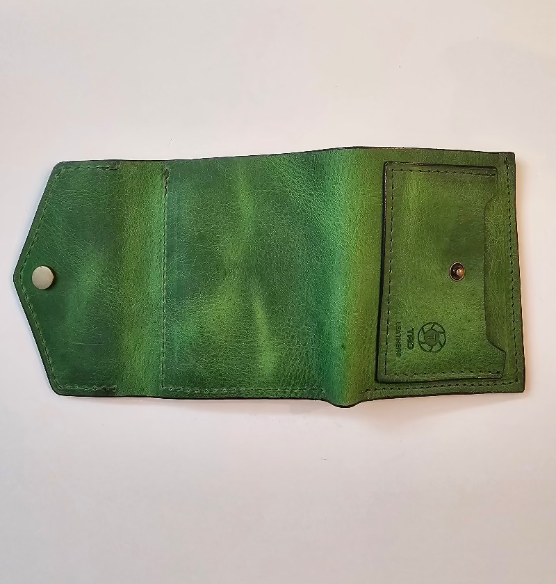 Green full-grain leather wallet