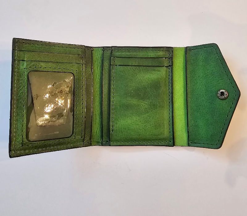 full-grain green leather wallet