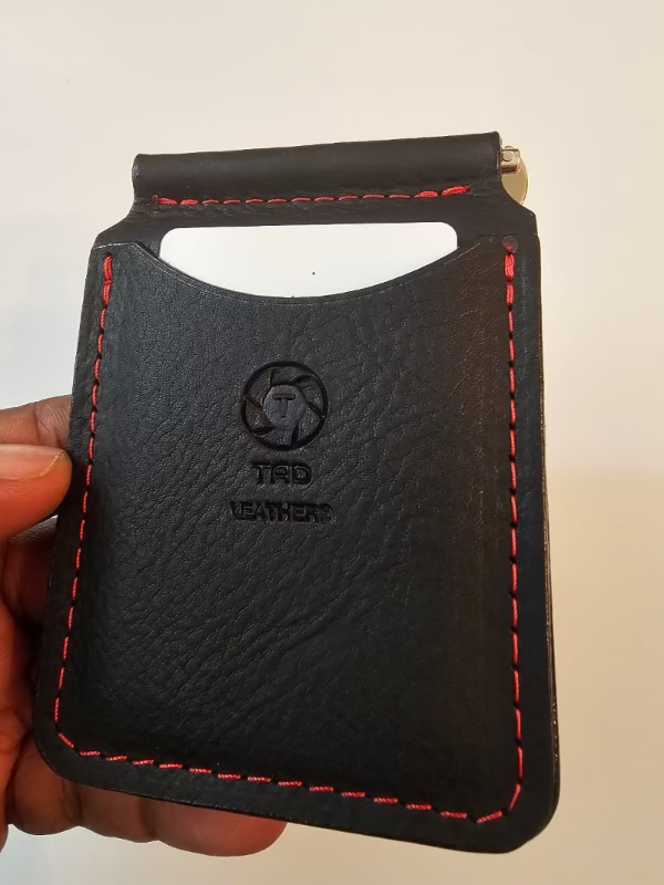 Leather Money clip Black leather wallet