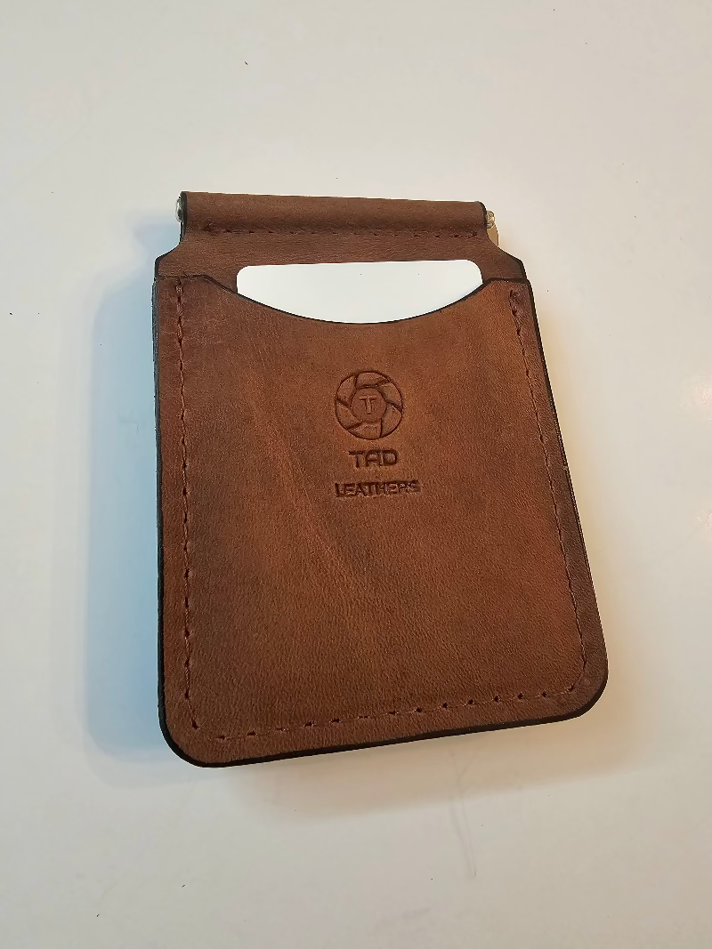 Brown leather money clip