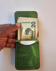 Handcrafted Leather Money Clip - [Electric Green] | Premium Full-Grain Leather | Tad Leathers"