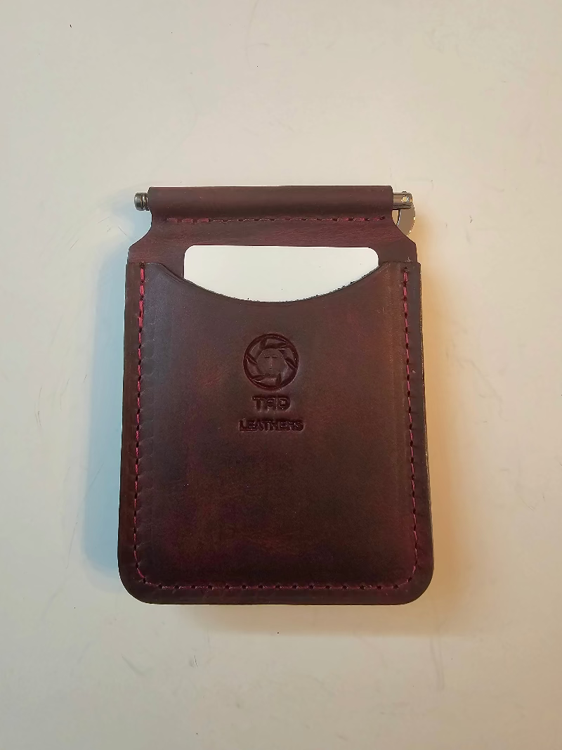 red volcano leather money clip