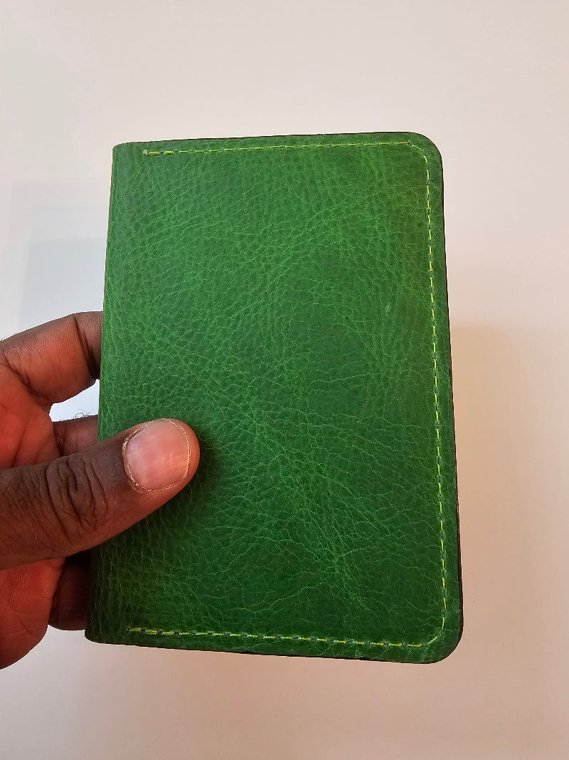 green wallet Passport holder