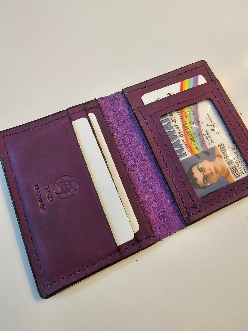 Purple ID wallet Handmade Card holder Riverview Florida 