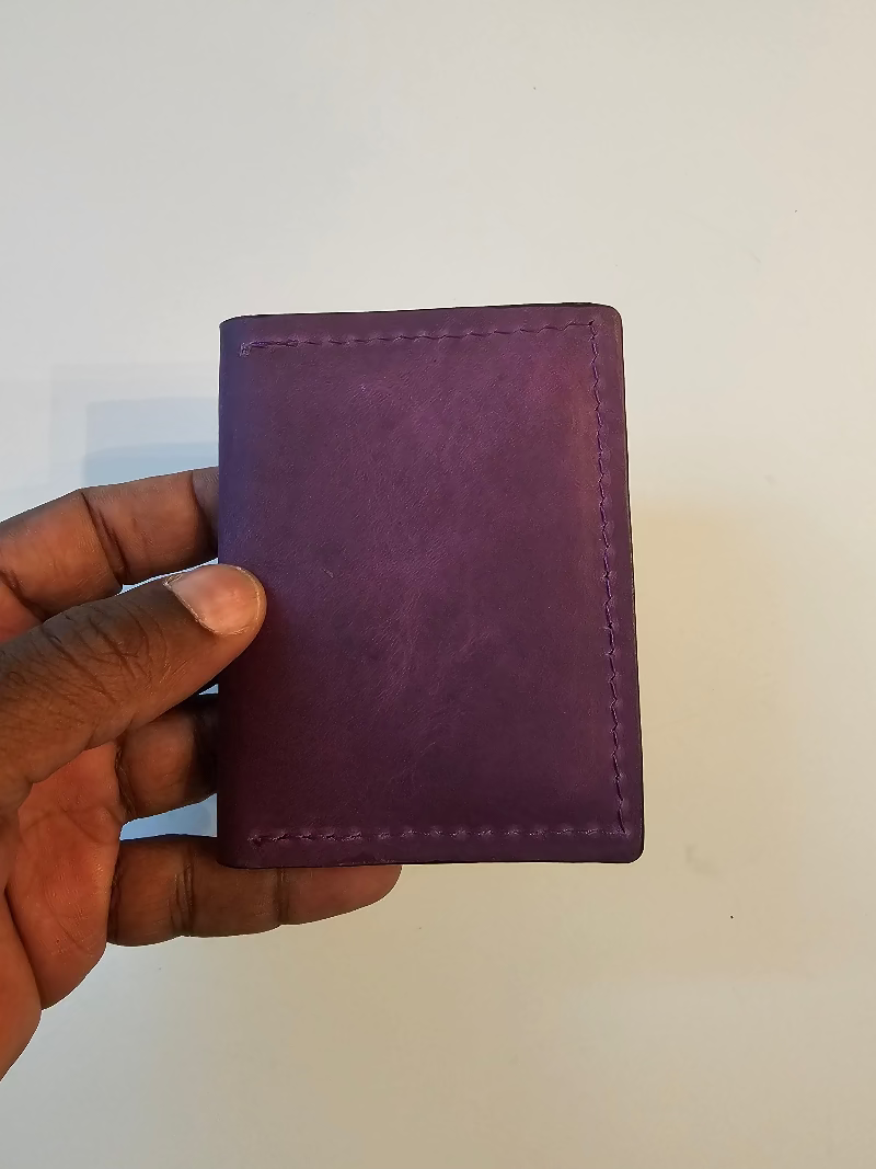 Beautify Leather wallet Plum Leather Wallet Purple Top-grain Leather