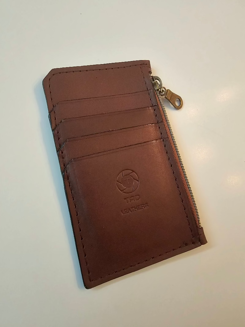 Dark Brown Minimalist Cardholder Zip Pouch - Tad Leathers