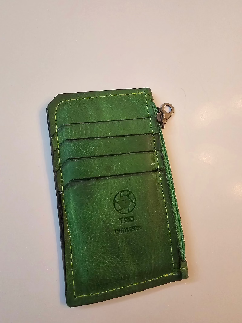 Stylish Green Organizer Zip Pouch - Tad Leathers
