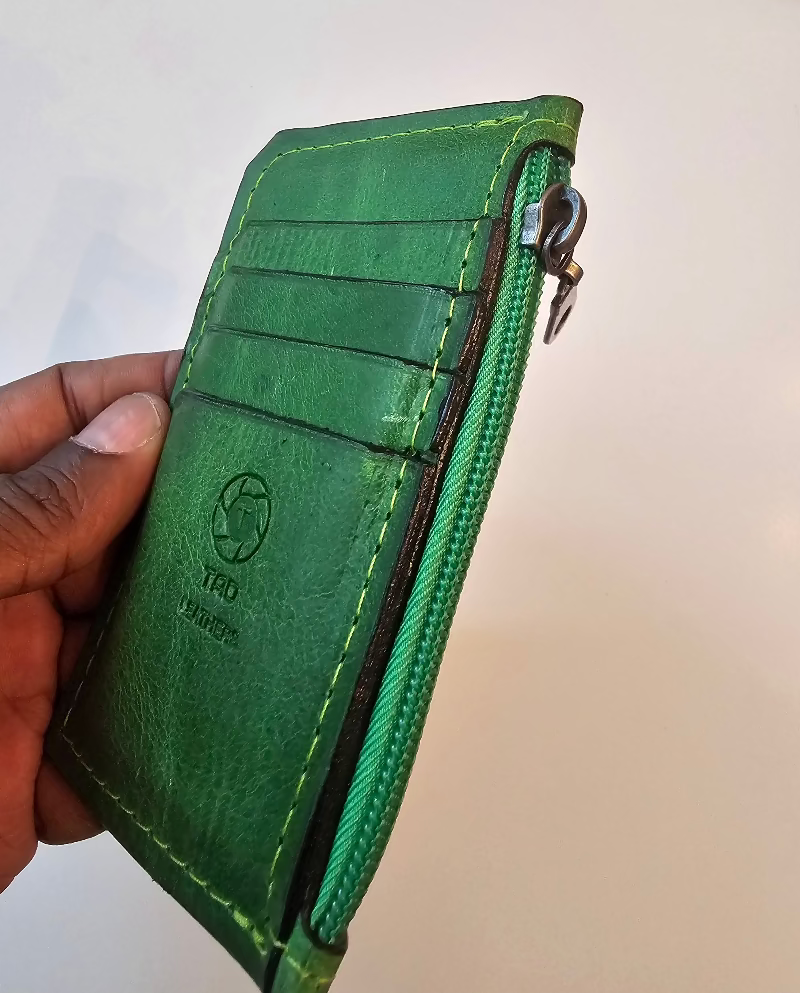 Stylish Green Organizer Zip Pouch - Tad Leathers