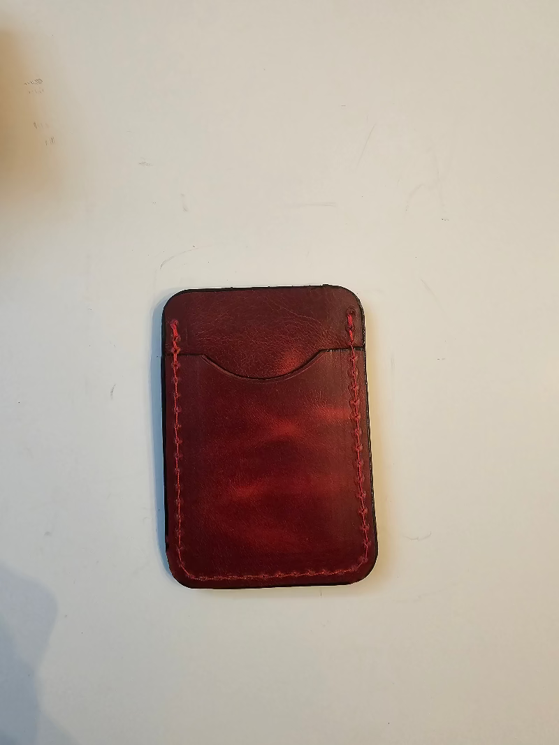 Red Full-Grain Leather Card Holder & Wallet - Tad Leathers