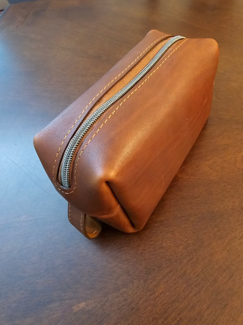 Brown leather shower bag