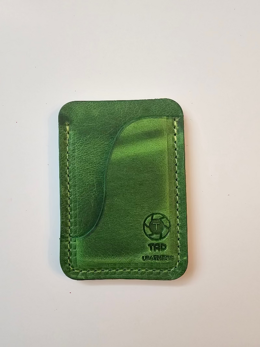 Full-Grain Leather Card Holder- Slim Minimalist Wallet (Green) - Tad Leathers